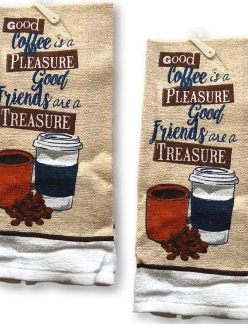 Home Collection Beige, Navy & Brown Coffee-Themed Kitchen Towels
